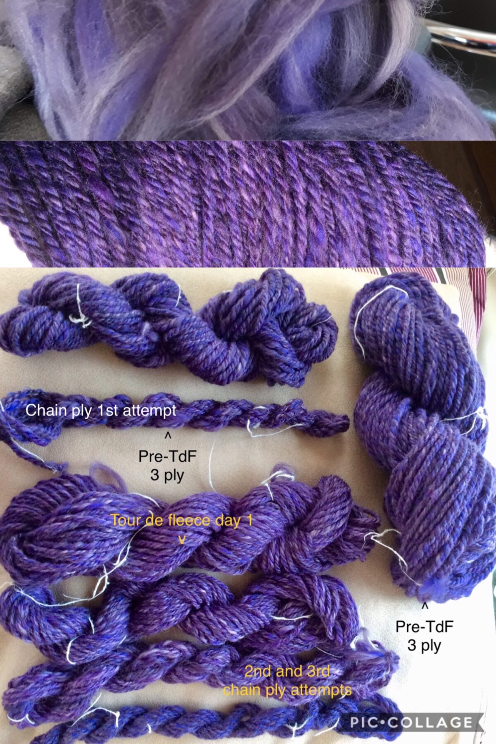 Purple merino spinning