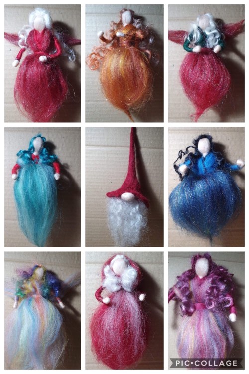 Needle felted fairies and a gnome